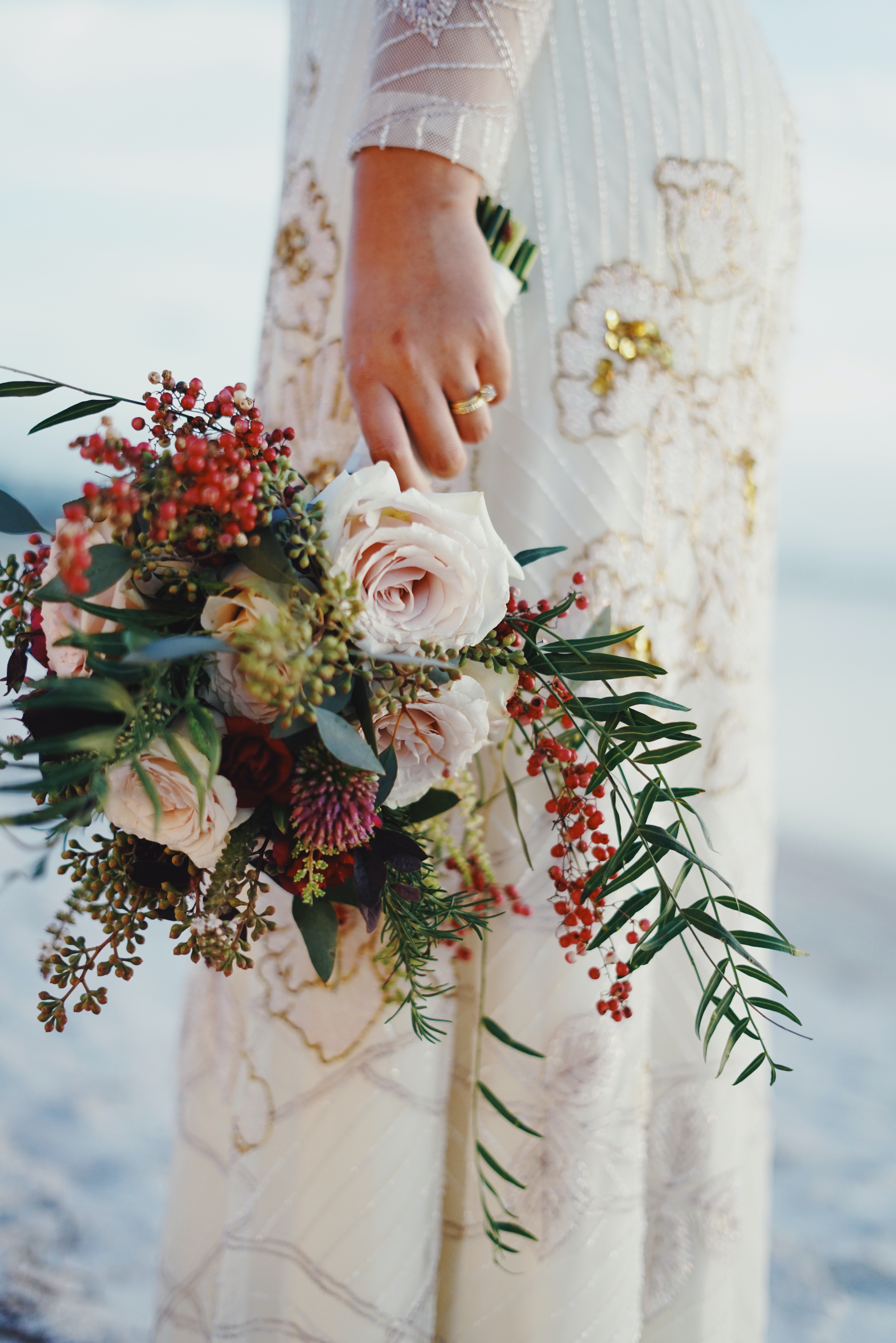 Girl holding bouquet